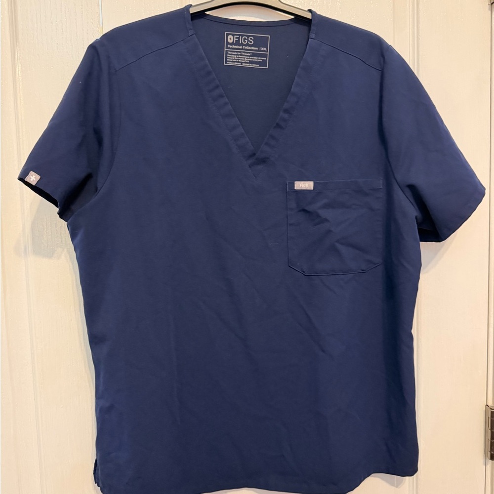 Figs Scrub Navy Blue Top